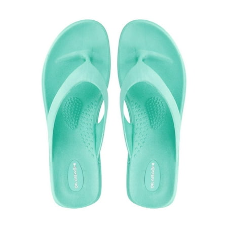 Okabashi Splash Womens Flip Flop Sandal, Summer Shoe, Sea Glass, ML