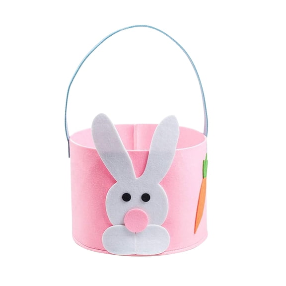 Easter Bunny Felt Basket - Carrot Design & Soft Handle, Reusable Lightweight Holiday Tote