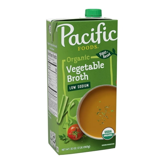 Pacific Foods Organic Vegetable Broth Low Sodium -- 32 fl oz Pack of 4
