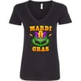 thumbnail image 3 of Inktastic Mardi Gras with Green Masquerade Mask Women's V-Neck T-Shirt, 3 of 5