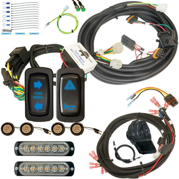 MCSADVENTURES Vertical Rocker Turn Signal with Horn/Hazard Combo Kit for 19  Ranger L Series -blue backlight - bolt-on front lights