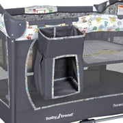 Baby Trend Nursery Center Playard with Toy Mobile, Tanzania Grey