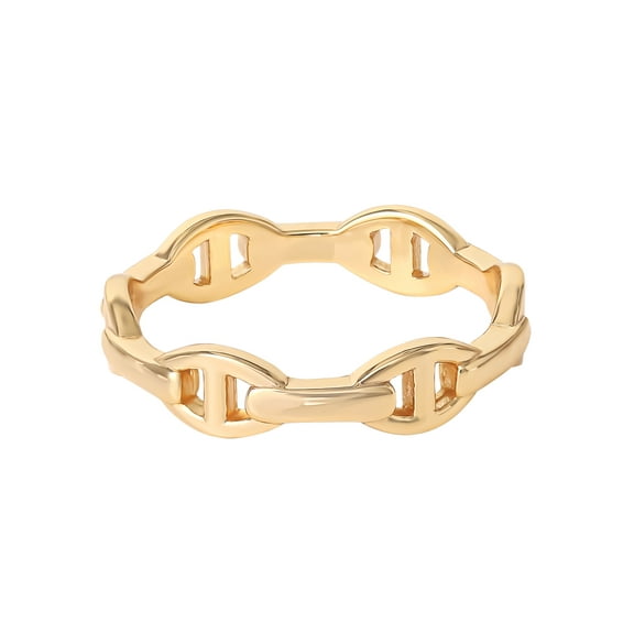 Jessica Simpson Women’s Gold 14kt Gold Plated Sterling Silver, Anchor Chain Ring, Size 7