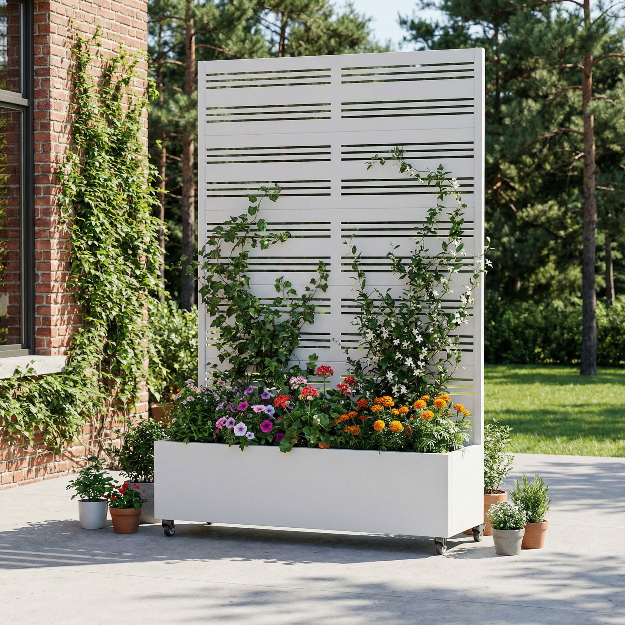 MAYEERTY 72*47in Outdoor Metal Planter Box, Modern Decorative Planter Box, Metal Garden Planter for Patio, Balcony, Yard