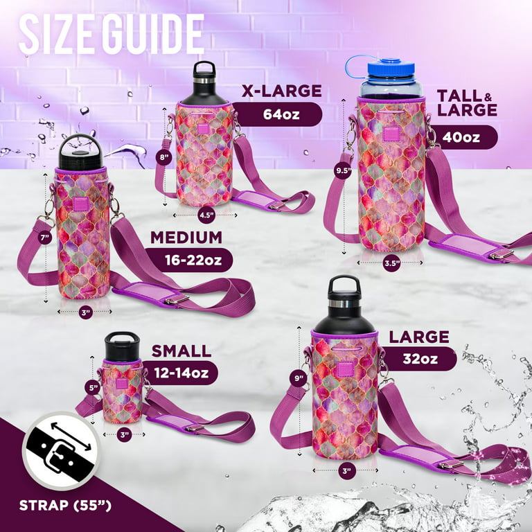 Made Easy Kit Neoprene Water Bottle Carrier Holder, Insulator w/ Adjustable Shoulder Strap, Size: Small (12oz), Other