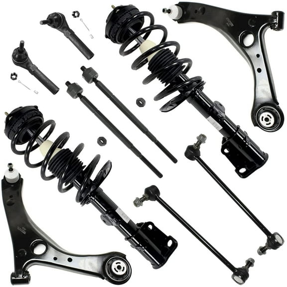 Detroit Axle - Front Struts Lower Control Arms Tie Rods Sway Bar Links Replacement for Town & Country Dodge Grand Caravan w/o Nivomat Sus