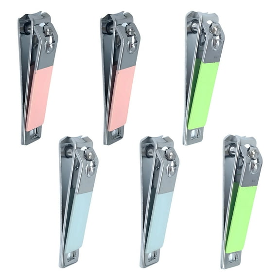 FACEGA 6Pcs Nail Clippers for Women,Stainless Steel Fingernail Clipper,Arc Blade Soft Hold Toenail Clippers,Mix1