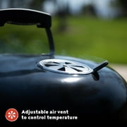 Megamaster 18 Portable Charcoal Barbecue Grill with Adjustable Air Vent, Storage Rack, 245 SQ. In Cooking Area, 2 Wheel Transport BBQ Grill for Camping, Outdoor Cooking, Patios, and More - 810-KY003