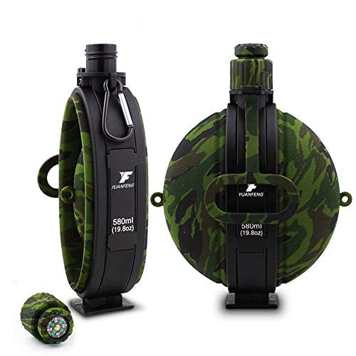 Collapsible Water Bottle Portable Silicone Water Kettle with Compass Bottle Cap