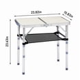 thumbnail image 4 of White Folding Camping Table with 3 Adjustable Heights & Mesh Shelf, 110lb Capacity Portable Table for Camping, Picnics, Beach, Patio, 4 of 10