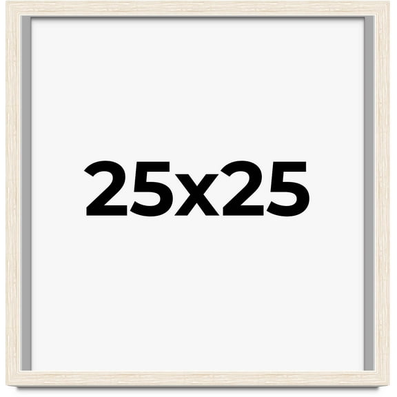 25x25 Shadow Box Frame White | 1.125 Inches Deep Real Wood Rustic Shadowbox Display Frame | UV