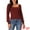Wine Red, variant on DARING DIVA Square Neck Ribbed Knit Pullover Sweater Top S Gray