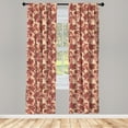 thumbnail image 3 of Ambesonne Floral Curtains, Vibrant Boho Flowers, Pair of 28"x84", Peach and Coral, 3 of 5