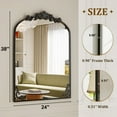 thumbnail image 6 of Easy4Home 24"x38" Arched Baroque Style Bathroom Mirror Vintage Decorative Wall Mirror, Black, 6 of 7