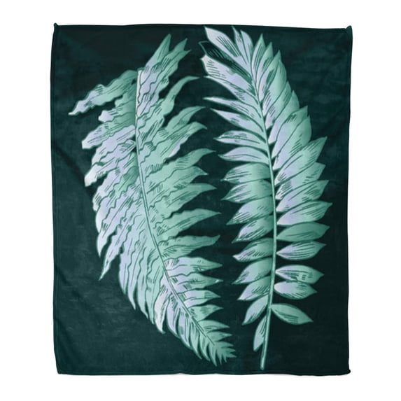 ASHLEIGH Throw Blanket Warm Cozy Print Flannel Colorful Abstract Exotic Flowers Botanical Vintage Green Aloha Beach Beautiful Comfortable Soft for Bed Sofa and Couch 50x60 Inches