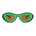 thumbnail image 2 of Womens Unique Retro Futurism Thick Plastic Cat Eye Concave Sunglasses Green - Brown, 2 of 4