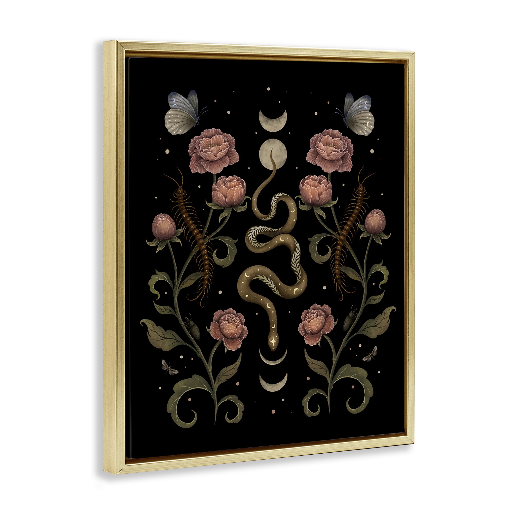 Stupell Industries Serpentine Garden Symmetry Gold Framed Floater Canvas Wall Art, design by Episodic Drawings
