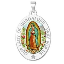 Picturesongold.Com Our Lady Guadalupe Religious Medal Necklace Pendants Adult Sterling Silver 3/4x1