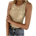 thumbnail image 2 of Womens Sequin Tank Tops Summer Casual Slim Fitting Crewneck Sparkly Sleeveless Blouse Shirt Streetwear Racerback Workout Tank Tops for Women L, 2 of 9