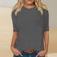 thumbnail image 2 of T-shirts Grande Taille pour Femmes Col Rond Manches 3/4 Blouse Imprimée Confortable Hauts Femmes Tendance Gris TG, 2 of 4