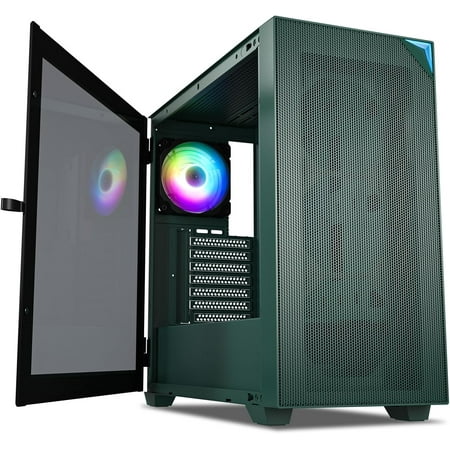 VETROO AL800 Full Tower E-ATX PC Computer Case w/Door Opening Design Tempered Glass-Army Green