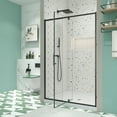 thumbnail image 3 of 56-60" W x 71" H Piovt Swing Glass Shower Door,Pivot Frame Sliding Shower Door with 1/4"(6mm) Clear SGCC Tempered Glass,Matte Black Finish Shower Doors,Reversible Installation, 3 of 14