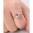 thumbnail image 2 of HeartsAndYou 3ct Princess Natural Peach Morganite Moissanite Accents Ring 14k SOLID Rose Gold, 2 of 9