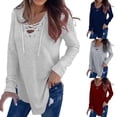 thumbnail image 4 of Womens Tops Long Sleeve V T Shirt Blouse Top Neck Strap Blouse Blouses For Women, 4 of 7