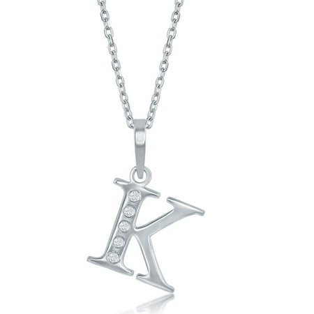 Personalized Initial 0.03cttw Diamond Sterling Silver with 16+2’’ Chain Italian Necklace Jewelry...