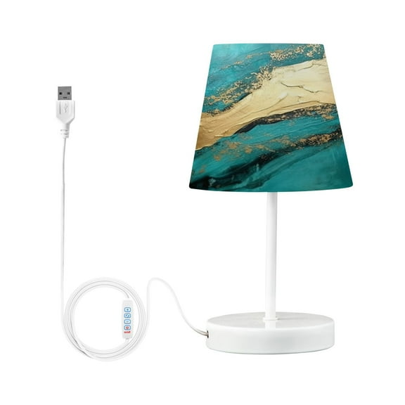 Turquoise Gold Marble Desk Lamp LED Table Nightstand Lamps with 3 Color Temperatures for Home Bedroom Living Room Decor 6x11