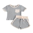 thumbnail image 1 of OUSITAID Bambin Filles Garçons Tenues Manches Courtes T-Shirt + Short 2pcs Ensemble, 1 of 6