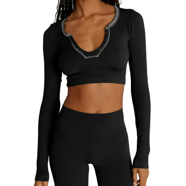 Blusas sexys para mujer, camisas de manga larga, blusas ajustadas de corte bajo, escote en V, camisas de otoño, blusas, XS-L
