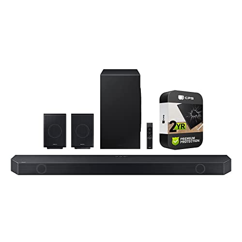 SAMSUNG HW-Q990C/ZA 11.1.4 canales. Paquete inalámbrico de barra de sonido Dolby Atmos y parlantes traseros 2023 (renovado) con paquete de protección mejorada CPS de 2 años