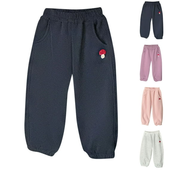 Bixock Toddler Boys Sweatpants Elastic Waist Jogger Pants Cotton Kids Print Side Pocket Fleece Lined Thickened Soft Fall Winter Casual Outer Wear Size 4-5Years