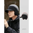thumbnail image 3 of Windproof Thermal Cap with Visor - Fleece Lined Knitted Earflap Hat for Men & Women, Cold Weather Beanie for Outdoor Winter Activities, 3 of 6