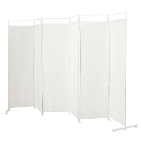Spaco 6-Panel Room Divider Folding Privacy Screen, Privacy Screen with 7 Large Adjustable Foot Pads and 2 Support Tubes, Room Divider for Indoor as Home, White