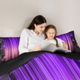 thumbnail image 4 of Manfei 3D Neon Stripes Twin Comforter Sets, Gradient Vertical Lines Bedding Set, Purple Pink Black, Black Reversible 2-Piece, 1 Comforter and 1 Pillowcase, 4 of 6