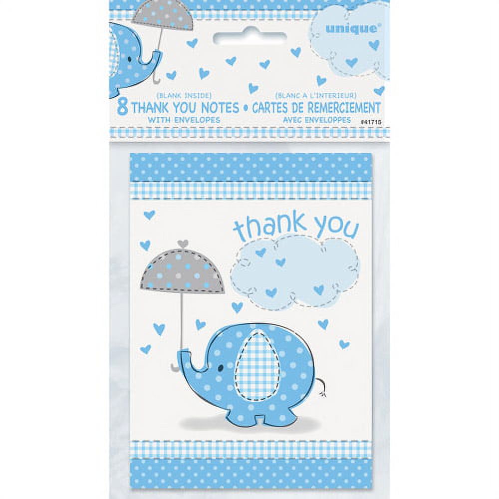 Blue Elephant Boy Baby Shower Thank You Cards, 8ct - image 3 of 3