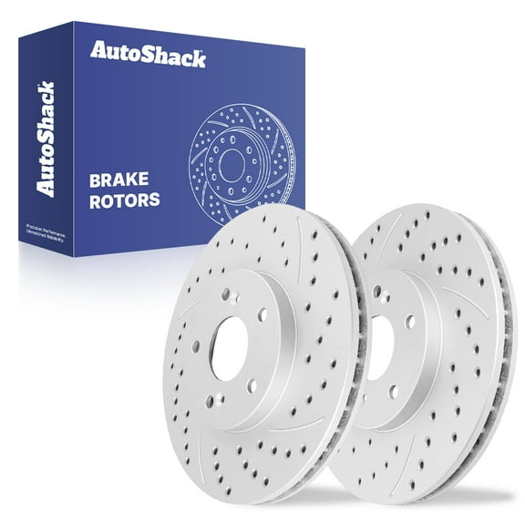 AutoShack 11.81" (300 mm) Front Vented Drilled & Slotted Brake Rotors Coated | Replacement for 2003-2012 Honda Accord 2003-2008 Honda Pilot | Silver Matte Finish | 2-PC Set | TurboGuard