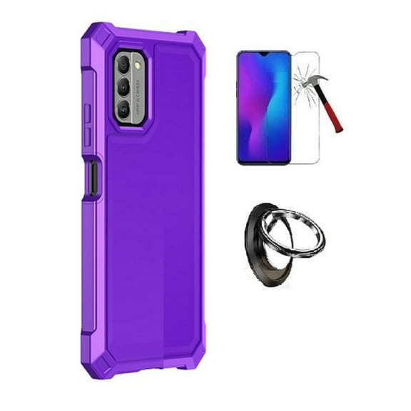 Phone Case for Nokia G310 5G,  Full Body  TPU Cover Case   Ring/ Tempered Glass (Purple)