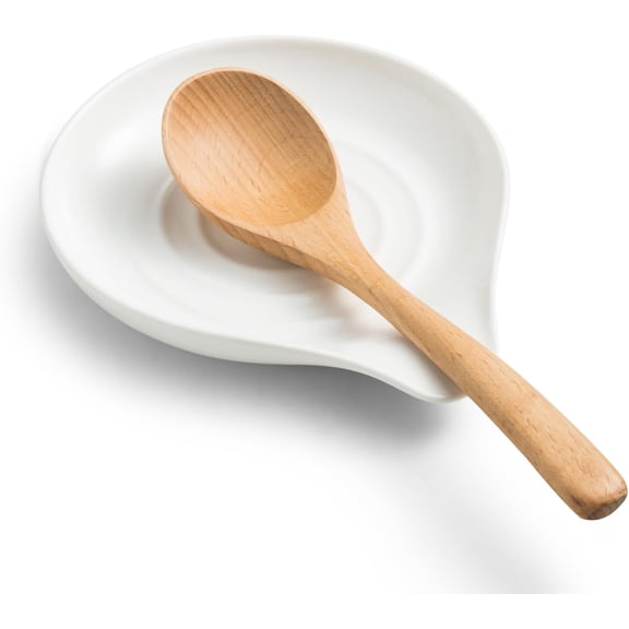 RYLZX Spoon Rest for Stove Top, Ceramic Spoon Holder Large Spault Rest for Kitchen Counter Coffee Spoon Holder Cooking Utensil Rest Modern Farmhouse Kitchen Décor for Christmas, White, 5 Inch