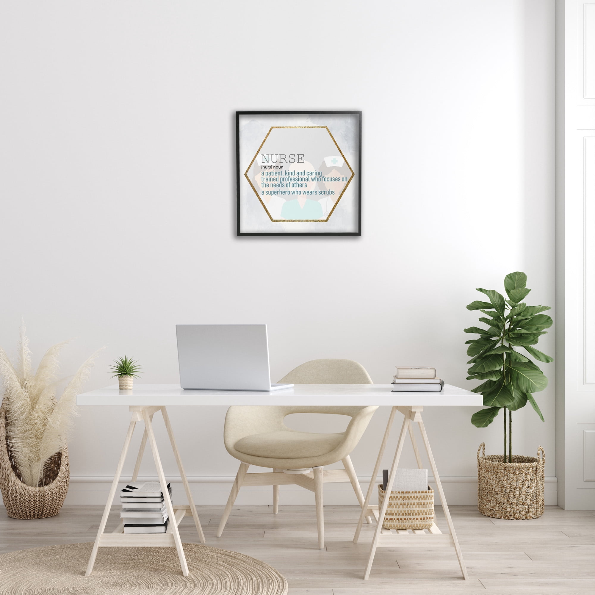 Stupell Industries Nurse Professional Definition Typography Painting Black Framed Art Print Wall Art, 24 x 24