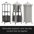 thumbnail image 4 of Maykoosh Eclectic Escape Outdoor Metal Towel Valet, Gray/Matte Black, 26.25 x 26.25 x 76.5 inches, Mesh Storage Compartment, Mobile Valet w/ Casters, Removable Curtains, Versatile Towel Storage, 4 of 6