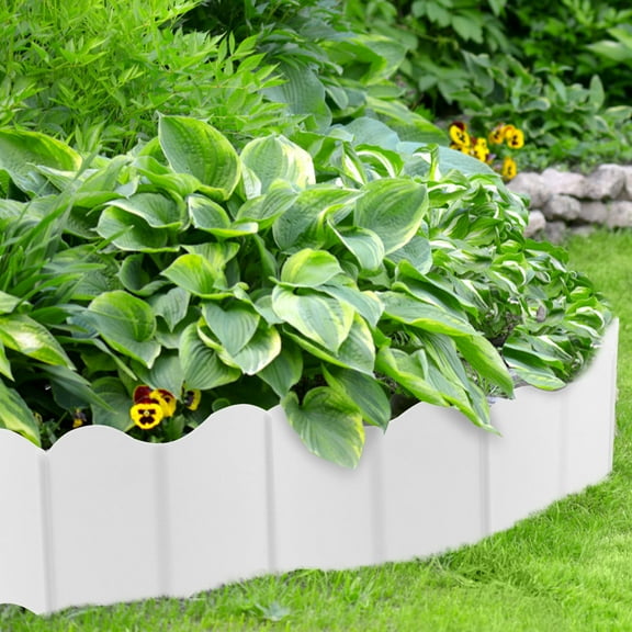 Soimiss 1Set Decorative White Plastic Outdoor Garden Fence for Pathway and Flower Bed Separation