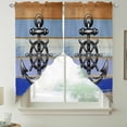 thumbnail image 2 of Nautical Anchor Swag Valances for Windows 2 Pack, Kitchen Window Curtains 36 Inch Length, Vintage Navy Blue Wooden Boards Country Privacy Swag Curtains for Living Room/Bathroom 36"x36", 2 of 8