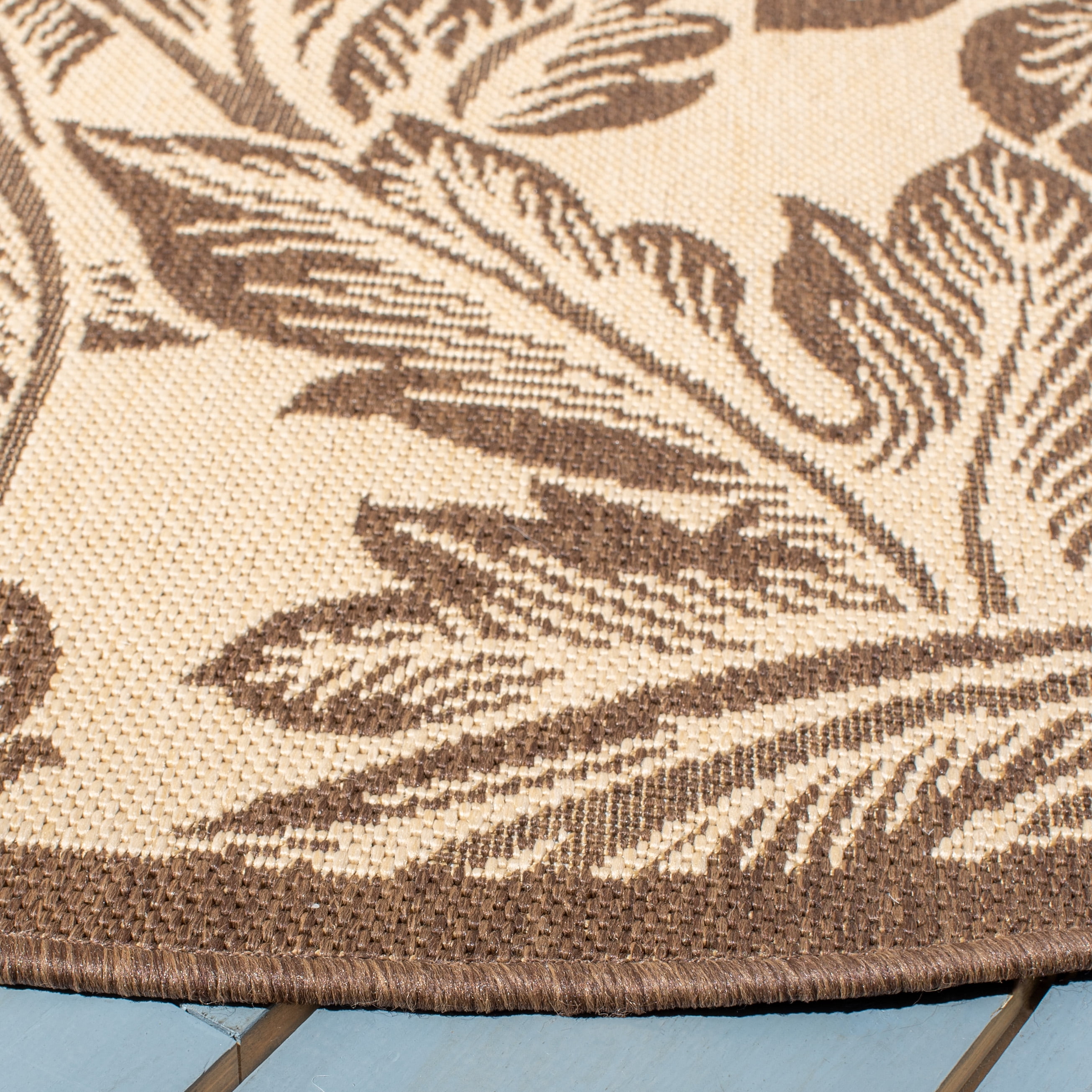 Safavieh Courtyard Connie Floral Indoor/Outdoor Area Rug, Natural/Brown, 5'3" x 5'3" Round