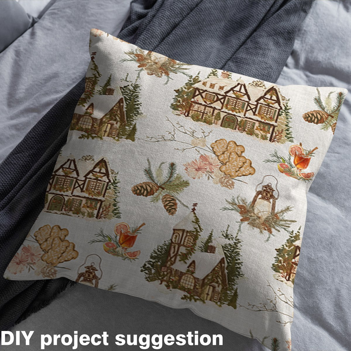 Castle Fairy Rustic Cabin Fabric by the Yard 10 Yards,Botanical Plants Room Decor Fabric by the Yard,Merry Christmas Fabric for Sewing,Super Cozy Room Decor