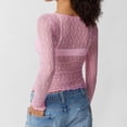 thumbnail image 5 of oqasdz Womens Thermal Underwear Lace Long Sleeve Top Sheer Mesh Cropped Top Floral Slim Fit Off Shoulder Top T Shirt Fashion Street Daily Wear, 5 of 5