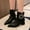 #049-Black, variant on Chunky Heel Ankle Boots for Women - Fashion Casual Versatile Pointed Toe with Faux Fur Lined for Warmth Design Seasonal Winter Footwear with Low Heel & Ankle-Length Design