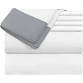 thumbnail image 3 of Sheet Set with Dual Color, 4 PC Stylish Bedding with 18" Deep Pockets, 100% Egyptian Soft & Luxury 400TC, Two Tone Cotton Bedsheets & Pillowcases - Light Grey & White Solid, Twin-XXL Size., 3 of 5